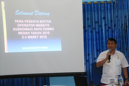 Kepala Dinas Komunikasi dan Informatika Kota Medan Drs. H. Darussalam Pohan, M.AP resmi membuka Bimbingan Teknis (Bimtek) Operator Website Sub Domain SKPD Pemko Medan